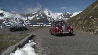Link to Video | hairpin turn, Alps, motor car, Mercedes-Benz type 124, Full High Definition, rally, color, road, Austria, antique car, classic car, Mercedes-Benz W120, day, Grossglockner High Alpine Road