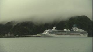 Link to Video | ship, September, autumn, cruise, Full High Definition, 2008, color, United States of America, Island Princess, cruise ship, North America, tourism, paid time off, Alaska, Whittier, cloud cover