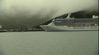 Link to Video | ship, September, autumn, cruise, Full High Definition, 2008, color, United States of America, Island Princess, cruise ship, North America, tourism, paid time off, Alaska, Whittier, cloud cover