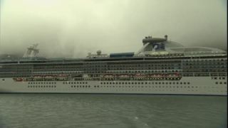 Link to Video | ship, September, autumn, cruise, Full High Definition, 2008, color, United States of America, Island Princess, cruise ship, North America, tourism, paid time off, Alaska, Whittier, cloud cover