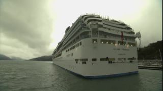 Link to Video | ship, September, autumn, cruise, Full High Definition, 2008, color, United States of America, Island Princess, cruise ship, North America, tourism, paid time off, Alaska, Whittier, cloud cover
