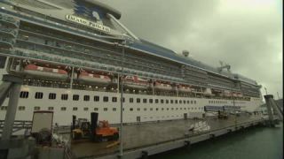Link to Video | ship, September, autumn, cruise, Full High Definition, 2008, color, United States of America, Island Princess, cruise ship, North America, tourism, paid time off, Alaska, Whittier, cloud cover