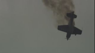 Link to Video | airplane with propellers, air show, smoke, show, recurring event, Full High Definition, acrobatics, airplane, 2009, sound on tape, flight, low-angle shot, color, spectacle, aerobatic maneuver, AERO Friedrichshafen, Europe, sky, trade fair, aviation