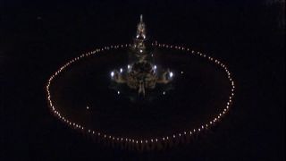 Link to Video | culture, annual event, torch dance, opening, Classical period, choreography, sound on tape, darkness, Salzburg Festival, ceremony, Central Europe, opening ceremony, torch, high-angle shot, Salzburg, staging, Austria, 2006, Europe, human, night, music, old town, Residenzplatz