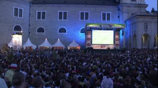 Link to Video | June, crowd, world championship, recurring event, Full High Definition, recurring sports event, FIFA World Cup, 30 June 2006, 2006, color, Salzburg, football supporter, Austria, Sport, Public screening, evening, Residenzplatz