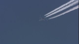 Link to Video | air pollution, 16:9, flight, air transport, Full High Definition, airplane, carbon dioxide, contrail, airliner, low-angle shot, color, Airbus Group, exhaust gas, wide shot, traffic, sky, global warming